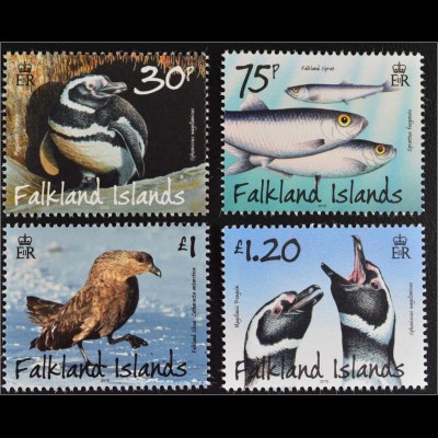 Falkland-Inseln 2015 Michel Nr. 1278-81 Tiere Fauna Vögel Pinguine Fische