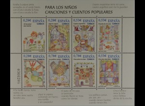 Spanien España 2005, Kleinbogen Michel Nr. 4029-36, Kinderliebe und Abzählreime