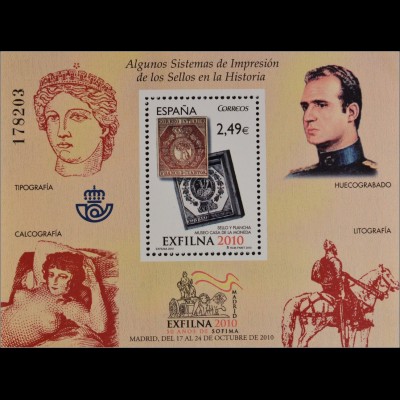 Spanien España 2010, Block 201, Nat. Briefmarkenausstellung EXFILNA '10, Madrid