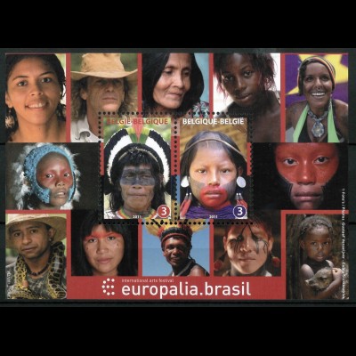 Belgien 2011 Block 164 Europäischen Kulturfestival Brüssel Ureinwohner Brasilien