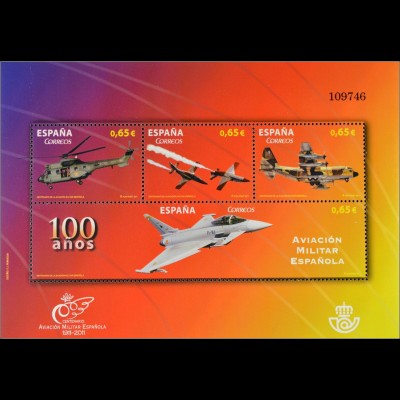 Spanien 2011, Block 210, 100 Jahre Luftwaffe, Hubschrauber, Trainingsflugzeug
