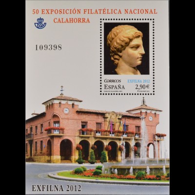 Spanien España 2012, Block 228, Briefmarkenausstellung EXFILNA '12, Calahorra