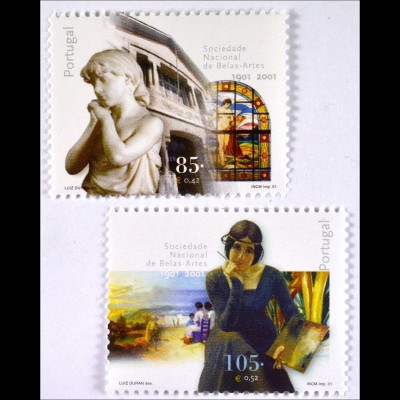 Portugal 2001, Michel Nr. 2499-2500, 100 J. Nat. Gesellschaft d. schönen Künste