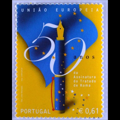 Portugal 2007, Michel Nr. 3146, 50 Jahre Römische Verträge, Europafahne, Stift