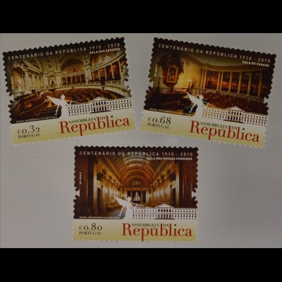 Portugal 2010, Michel Nr. 3561-63, 100 Jahre Republik Parlamentsgebäude Lissabon
