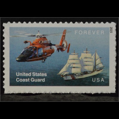 Amerika USA 2015 Michel Nr. 5187 BA Küstenwache Segelschiff Hubschrauber