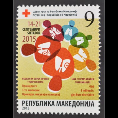 Makedonien Macedonia 2015 Nr. 170 Zwangszuschlag Rotes Kreuz TBC