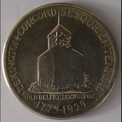 Amerika USA 1/2 Dollar 1925, Glockenturm, Lexigton, Freiwilliger, Silber, ST