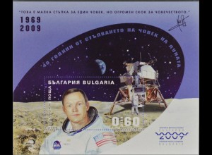 Bulgarien 2009, Block 318 B, Neil Armstrong (1930-2012), Mondlandefähre „Eagle“ 