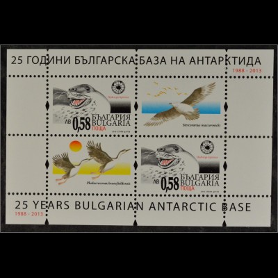 Bulgarien Bulgaria 2013, Block 366, 25 J. bulg,. Antarktisstation, Seeleopard