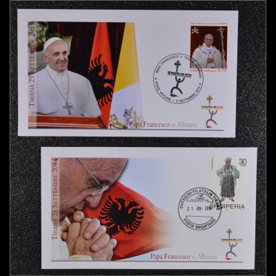 Vatikan Papstreisebelege FDC Papst Franziskus 21. September 2014 Albanien