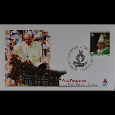 Vatikan Papstreisebelege FDC Papst Franziskus 18. August 2014 Korea