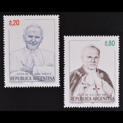 Argentinien Argentina 1987 MiNr. 1856-57 Besuch von Papst Johannes Paul II.