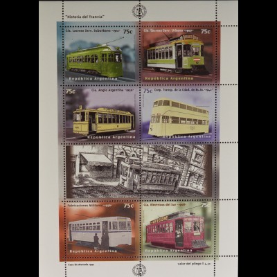 Argentinien Argentina 1997 Michel Nr. 2356-61 100 Jahre Elektrische Straßenbahn