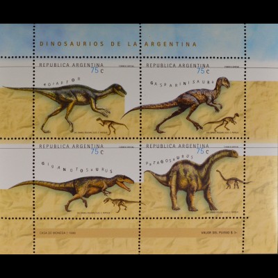 Argentinien Argentina 1998 MiNr. 2446-49 Prähistorische Tiere Dinosaurier