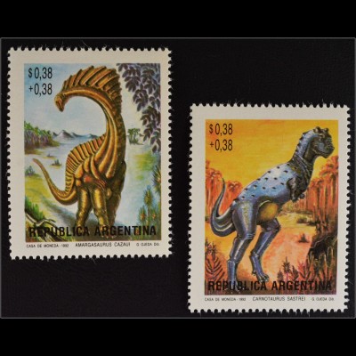 Argentinien Argentina 1992 Michel Nr. 2127-28 Dinosaurier Carnotaurus sastrei