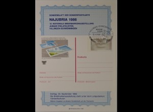 Sonderblatt der Sonderpostkarte Najubria 1986 Umweltschutz Europa SST Hamster