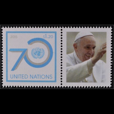 Vereinte Nationen UN UNO New York 2015 Nr. 1491 Papst Franziskus besucht UNO