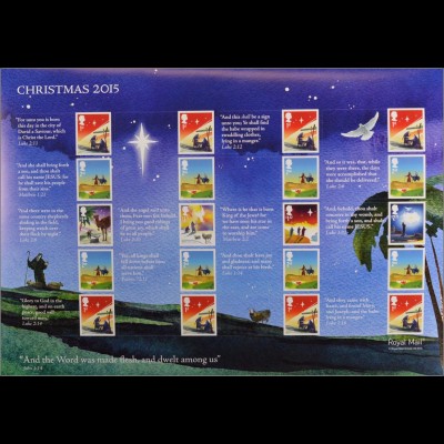 Großbritannien 2015 MiNr. 3825-32 Weihnachten Reise nach Bethlehem Folienbogen