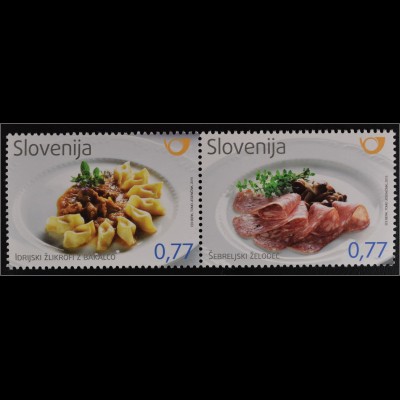 Slowenien Slovenia 2015 Michel Nr. 1178-79 Gastronomie Ravioli und Wurst