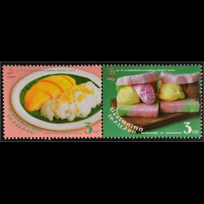 Thailand 2015 Nr. 3512-13 Parallelausgabe mit Singapur Süssspeisen Zusammendruck