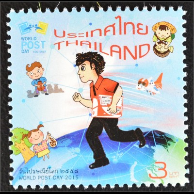 Thailand 2015 Nr. 3515 Weltposttag Kind mit Brief Kinderzeichnung
