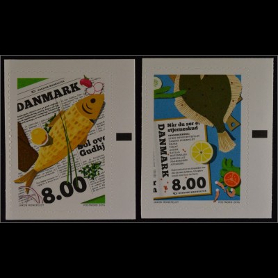 Dänemark Denmark 2016 Michel Nr. 1867-68 Nordische Esskultur Fische Flunder