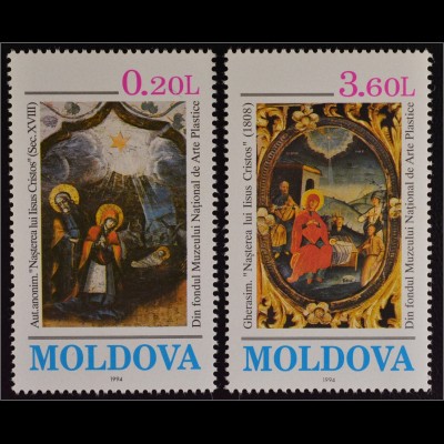 Moldawien Moldova 1994 Michel Nr. 151-52 Weihnachten Geburt Christi
