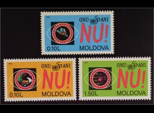 Moldawien Moldova 1995 Michel Nr. 184-86 50 Jahre UNO Nein zum Krieg