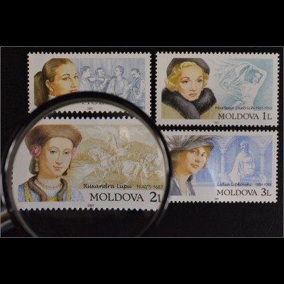 Moldawien Moldova 2001 Michel Nr. 384-87 Persönlichkeiten Marlene Dietrich