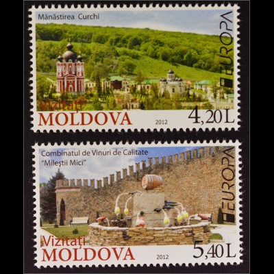 Moldawien Moldova 2012 MiNr. 793-94 Europa Besuche Kloster Curchi Weingut