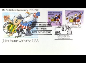 USA 1963 Australien 1079 Kombi Brief Parallelausgabe Joint Issue 1988