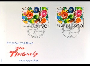 Frankreich 2693 Schweiz 1380 Kunst Brief Gemeinschatsausgabe Joint Issue 1988