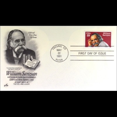 USA 2136 FDC William Saroyan Gemeinschatsausgabe Joint Issue 1991