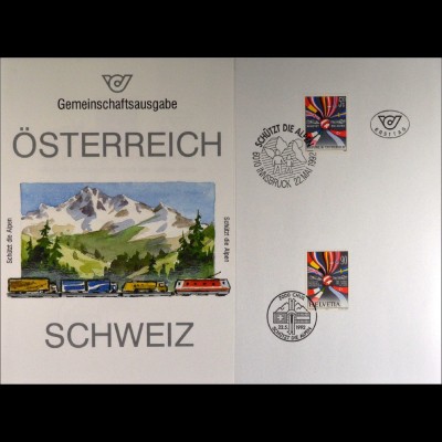 Österreich 2065 Schweiz 1477 Schützt Alpen Gemeinschatsausgabe Joint Issue 1992
