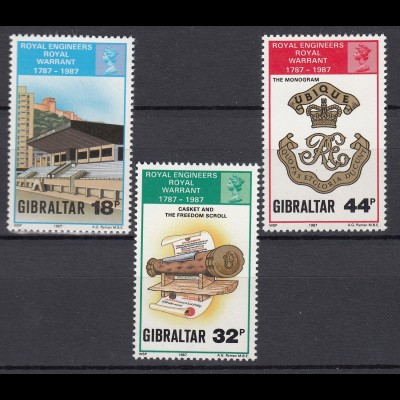 Gibraltar 1987 Michel Nr. 538-40 200 Jahre Königliches Pionier Regement