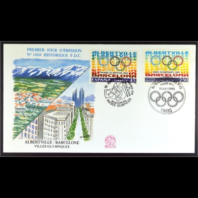 Spanien Frankreich Kombi FDC Oly. Spiele Gemeinschatsausgabe Joint Issue 1992