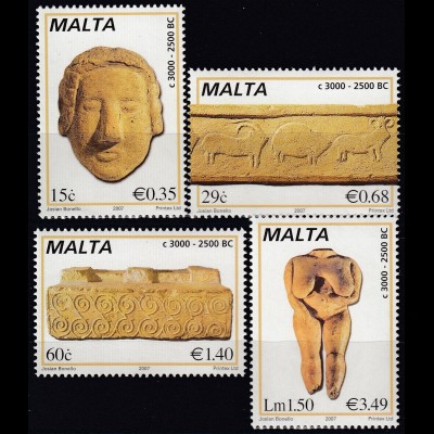 Malta 2007 Mi.-Nr. 1488-91 Prähistorische Kunst Sandsteinfries Frauenfigur