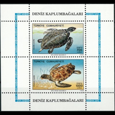 Türkei Block 28 Zwei Meeresschildkröten die Schuppenschildkröte