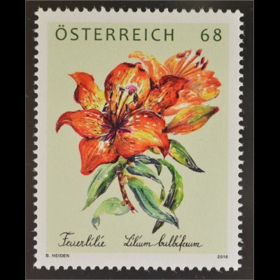 Österreich 2016 Nr. 3252 Feuerlilie Lilium Bulbiferum Gartenblume Flora Botanik