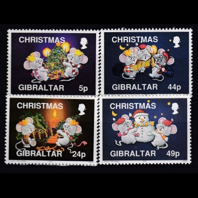 Gibraltar 1993 Michel Nr. 679-82 Mäuse feiern Weihnachten