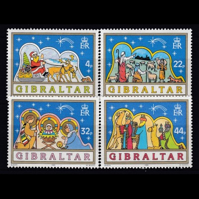 Gibraltar 1989 MiNr. 586-89 Weihnachten Hirten Weihnachtsmann Heilige Familie