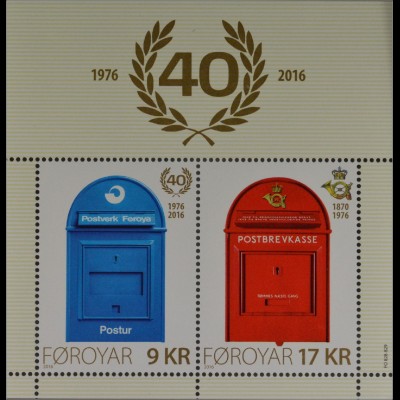 Dänemark Färöer 2016 Block 40 Jahre Postverkehr Foroyar Briefkasten