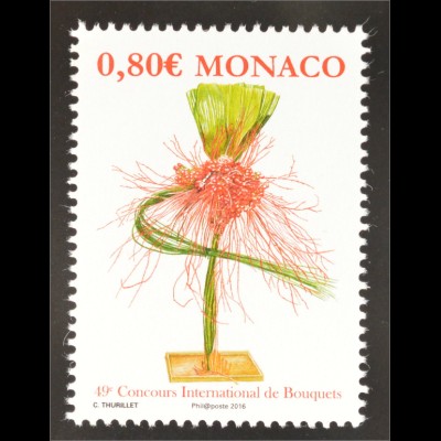Monako Monaco 2016 Michel Nr. 3293 Internationaler Wettbewerb für Blumenbinderei