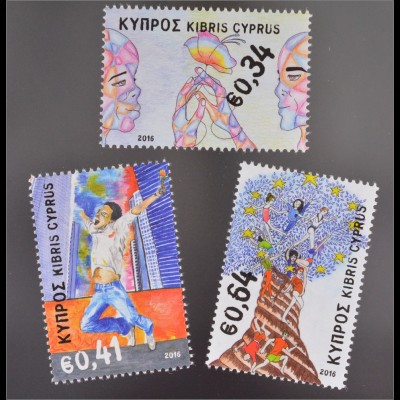 Zypern griechisch Cyprus 2016 Nr. 1350-52 Grundsätze Werte Europäischen Union