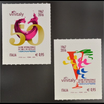 Italien 2016 Nr. 3888-89 Weinmesse Jahr 1967-2016 Rotwein Veronafiere