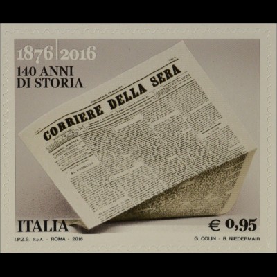 Italien Italy 2016 Michel Nr. 3885 140 Jahre Tageszeitung Corriere della Sera