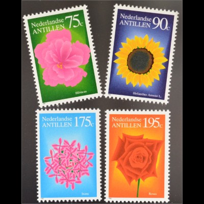 Niederländische Antillen 1993 Michel Nr. 768-71 Hibiscus Sonnenblume Ixora Rose