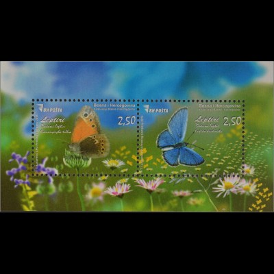 Bosnien Herzegowina 2016 Block 56 Schmetterlinge Fauna Falter Leptiri