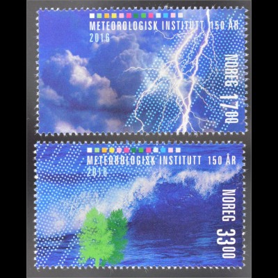 Norwegen Norway 2016 MiNr. 1916-17 150 Jahre Meteorologisches Institut Blitze